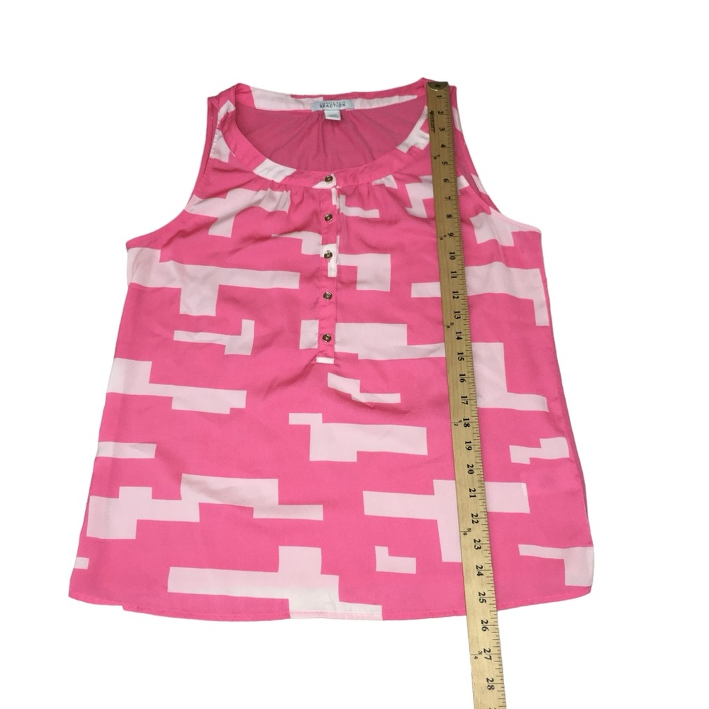 Kenneth Cole Reaction Pink Geometric Sleeveless Top Blouse - Women’s Large - Picture 4 of 10
